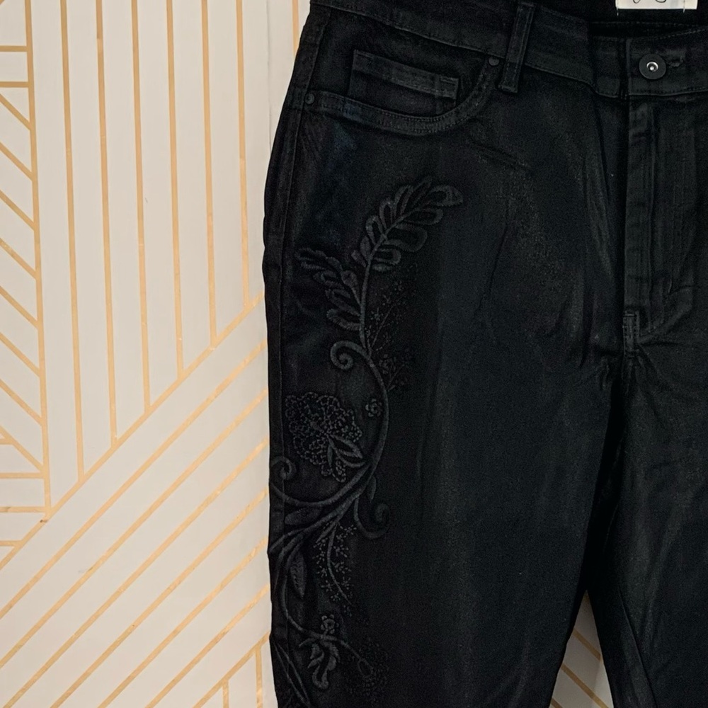 Jessica Simpson NWT Curvy High Rise Skinny Floral embroidered coated Jeggings 16 - Picture 2 of 8